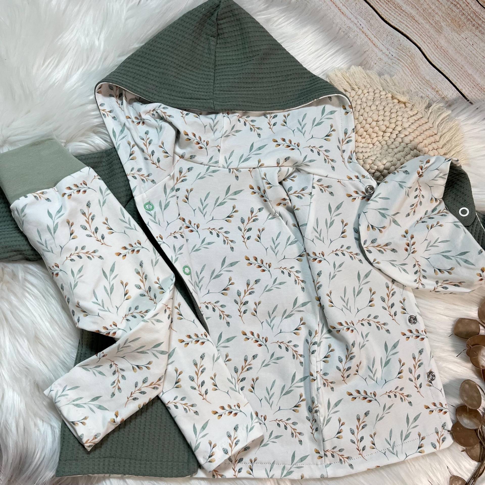 Set Wendejacke Jacke Leggings Hose Latz Mädchen Mintgrün Weidenkätzchen Gr. 74 von ZwergalStube