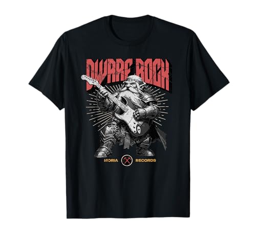 Zwerge Dwarf Guitar Retro lovers - Herren & Damen Unisex-Erwachsene Rock Music Fans, Fantasy Enthusiasts, Adults T-Shirt Schwarz Kurzarm Klein EU S von Zwerge Dwarf Guitar Retro lovers