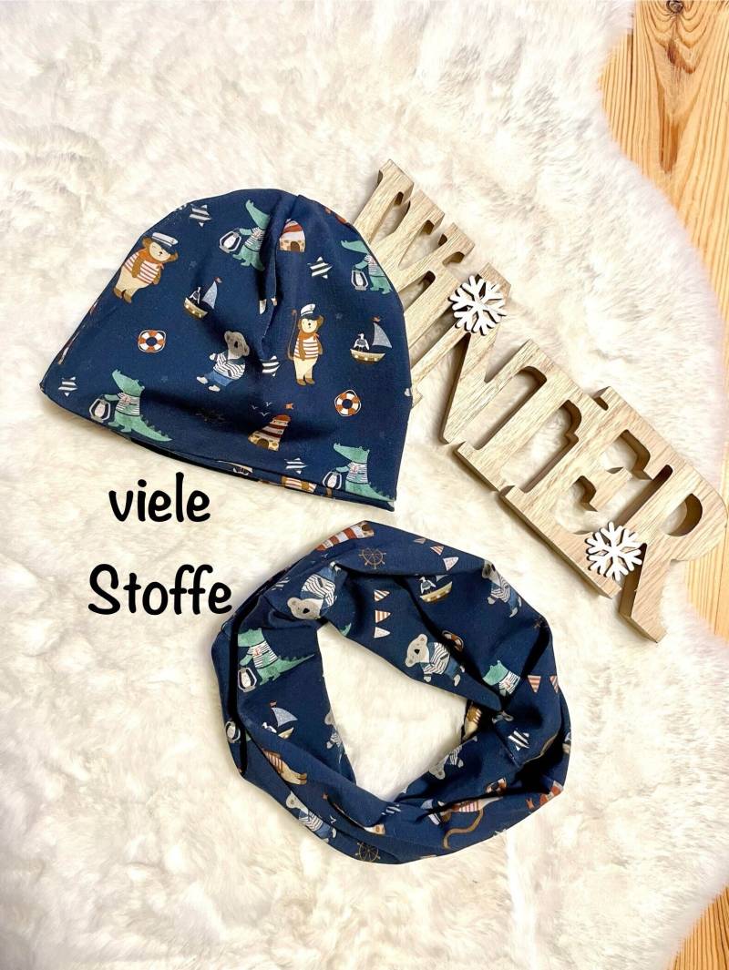 Beanie Gefüttert Fleece Wunschstoff | Kinder Baby Mütze Wendemütze Geschenk Jersey Geschenkset Warm von ZwergenNaehstuebchen
