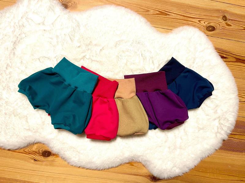 Kurze Pumphose Bio-Sweat 44-122 | Krabbelhose Kurze Hose Sommer Kinder Babys Einfarbig Uni Mitwachshose Kleidung Frühchen Kindergarten von ZwergenNaehstuebchen