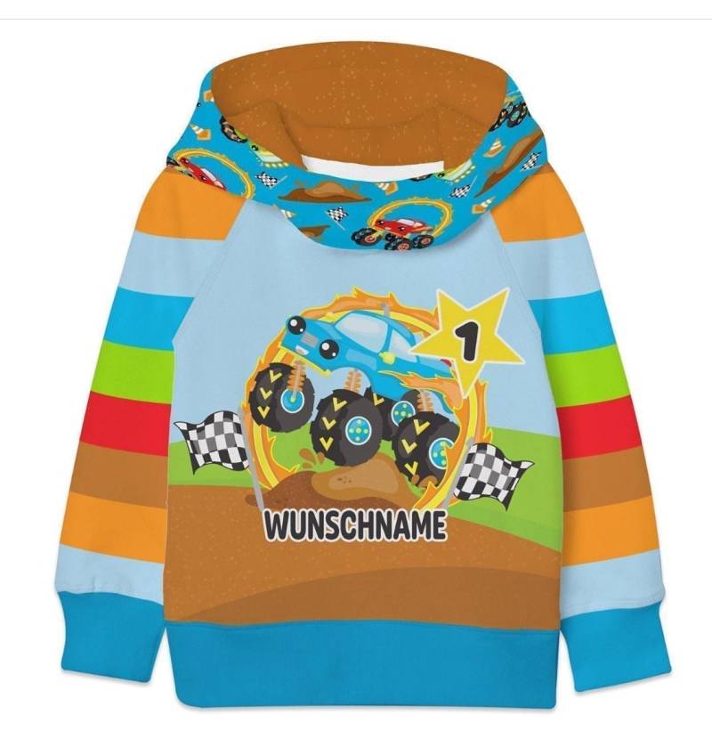 Pullover Geburtstag Monstertruck Auto Kind Eigener Name | Baby Sweatshirt Geschenk Kindergarten Krippe| Mädchen Junge Warmer Hoodie von ZwergenNaehstuebchen