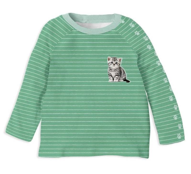 Pullover Katze Kinder | Grüner Pulli Tier Babys Kleidung Junge Mädchen Baby Sweatshirt Kindergarten Krippe Kinderkleidung von ZwergenNaehstuebchen