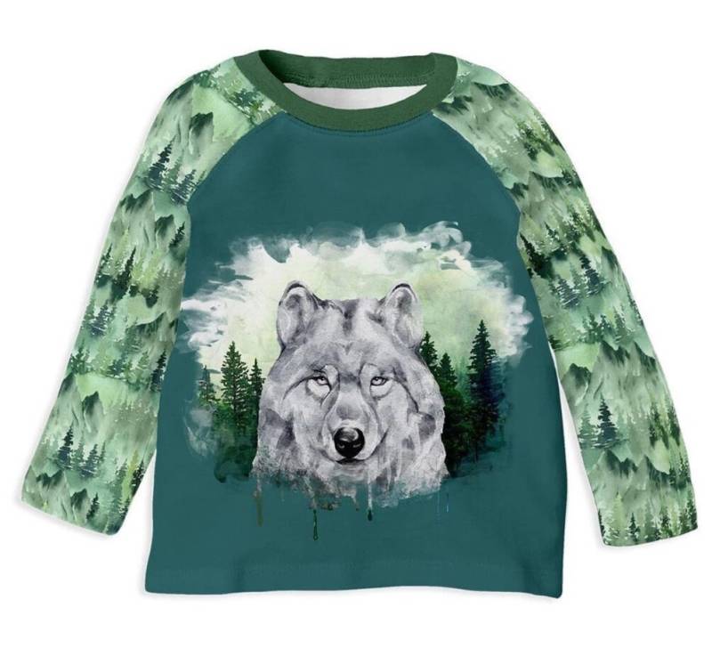 Pullover Wolf Kinder | Grüner Pulli Kleidung Junge Mädchen Baby Sweatshirt Kindergarten Krippe Kinderkleidung von ZwergenNaehstuebchen