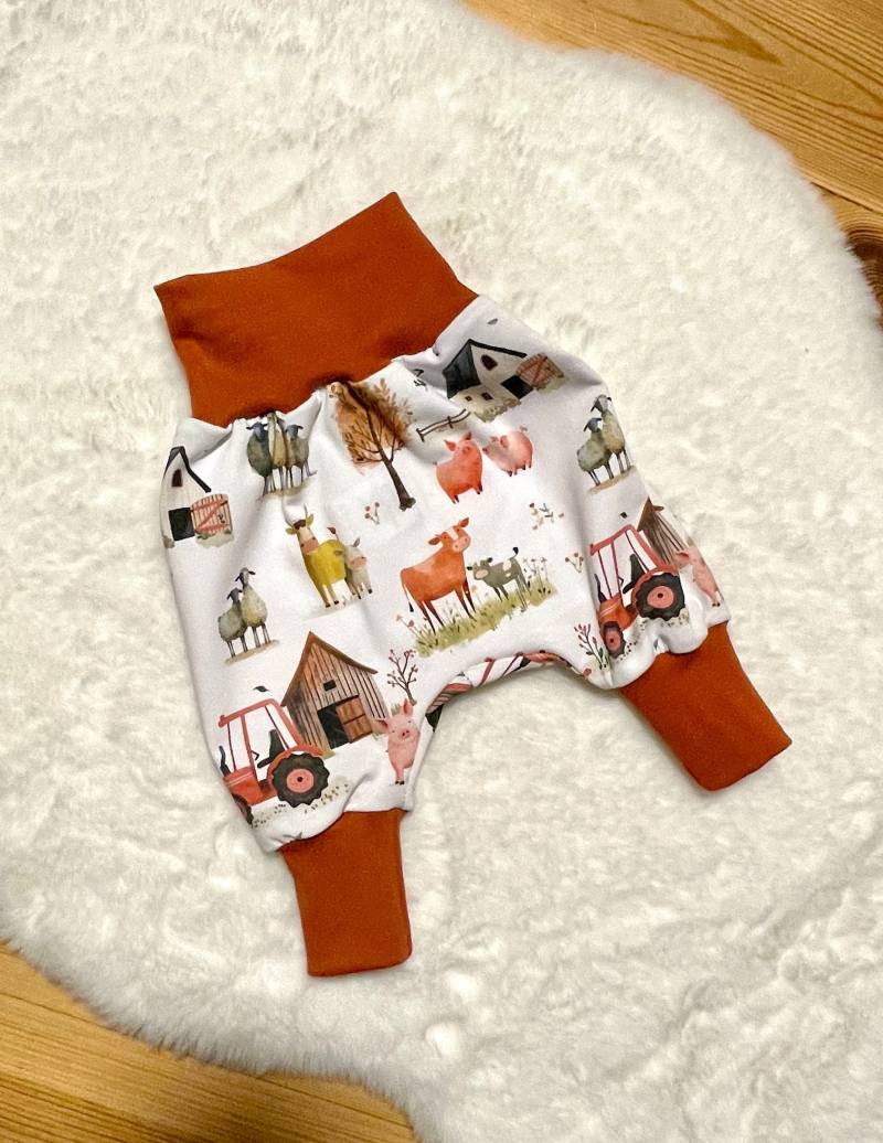 Pumphose 44-122 | Bauernhof Kühe Traktor Schweine Schafe Hose Kinder Frühchen Baby Mädchen Junge Mitwachshose von ZwergenNaehstuebchen