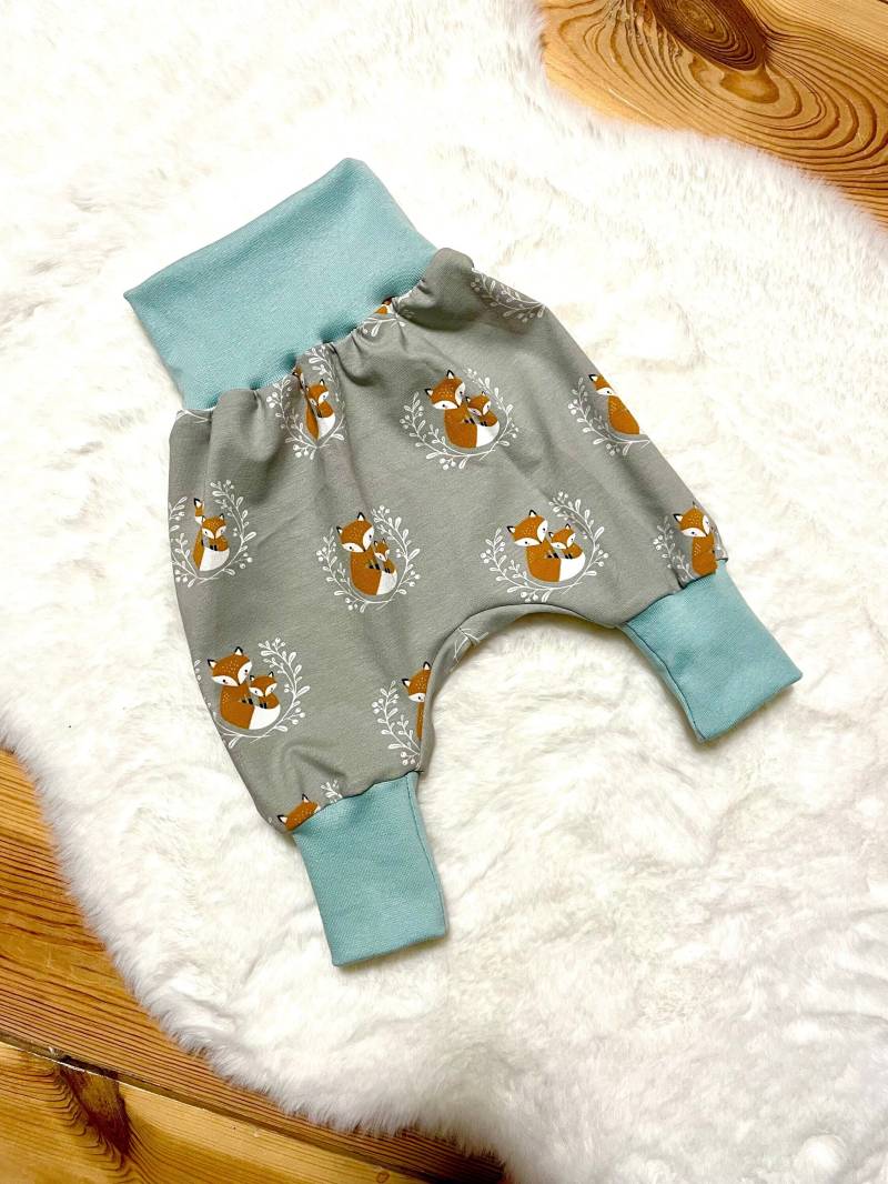 Pumphose 44-122 | Fuchs Mint Füchse Waldtiere Hose Kinder Frühchen Baby Mädchen Junge Mitwachshose Geschenk Geburt von ZwergenNaehstuebchen
