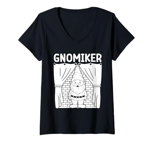 Damen Zwergen Motiv Gnomiker Zwerg T-Shirt mit V-Ausschnitt Damen Zwergen Motiv Gnomiker Zwerg T-Shirt mit V-Ausschnitt von Zwergenkostüm Für Herren Zwerge Geschenk Shirts
