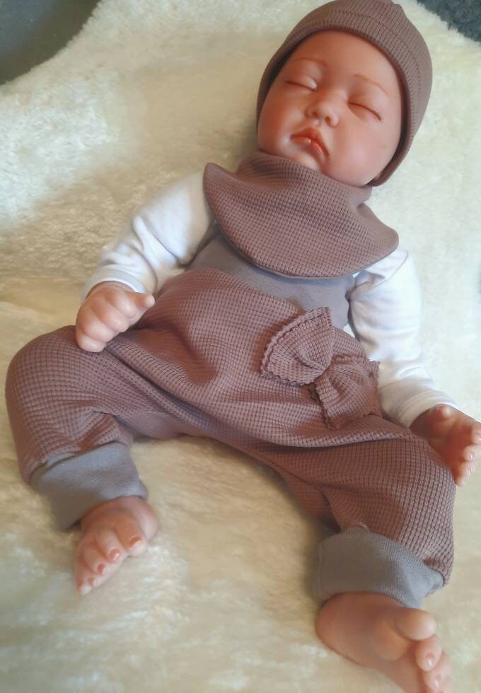 Baby Set Pumphose Mütze Und Tuch Aus Waffelstrickjersey von Zwergennaehstube