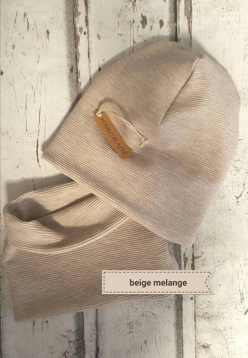 Beanie Mütze Oder Loop Aus Rib Jersey Beige Melange Und Viele Weitere Farben von Zwergennaehstube