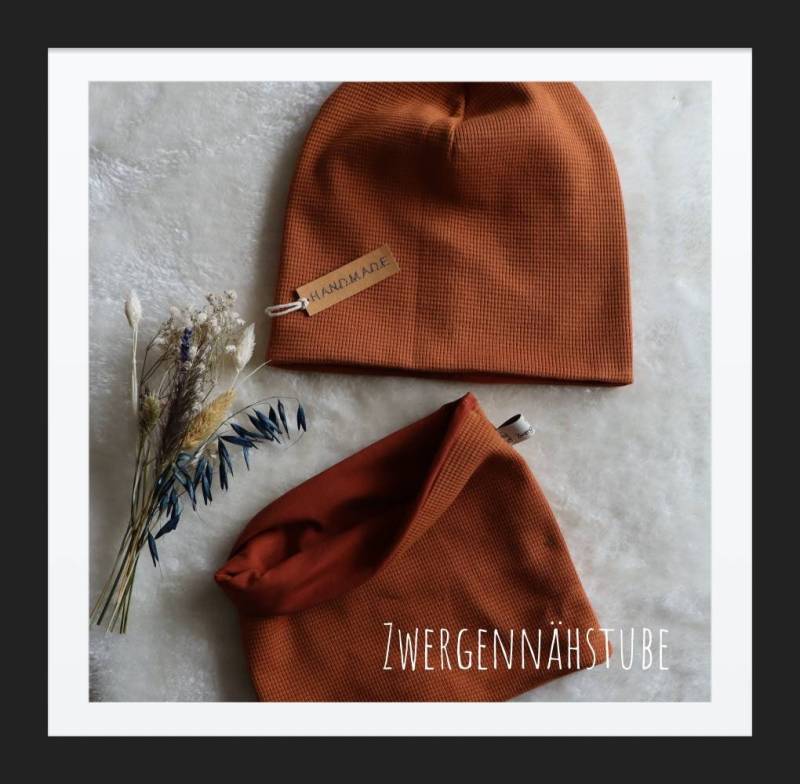 Beanie - Mütze Und Oder Loop Aus Baumwollwaffeljersey Verschiedene Farben von Zwergennaehstube