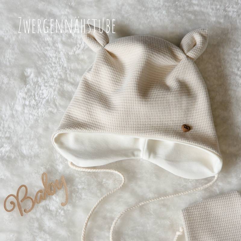 Mütze Mit Ohren-Knoten Und Tuch Set Babyset Mützenset von Zwergennaehstube