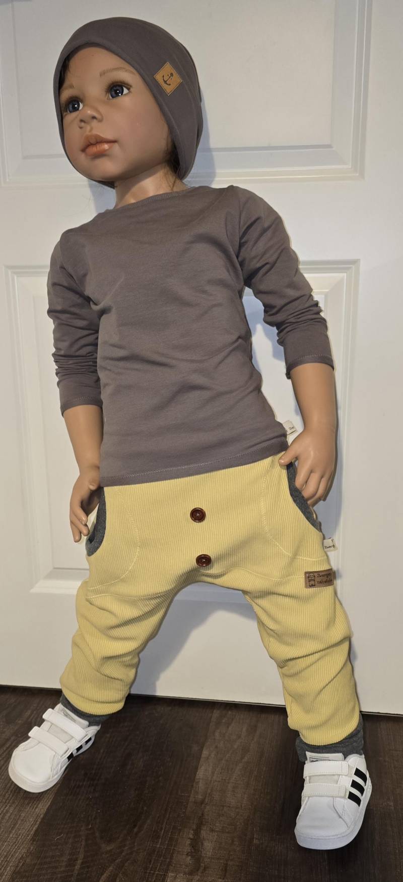 Rib Jersey Hose Pumphose Kinderhose Gelb Coole Jogger Babyhose von Zwergennaehstube