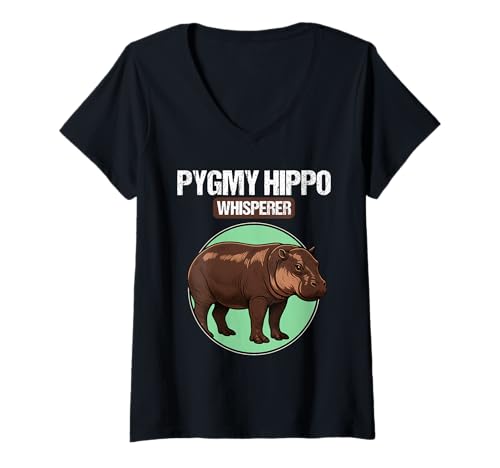 Damen Zwergflusspferde Zwergflusspferd T-Shirt mit V-Ausschnitt Damen Zwergflusspferde Zwergflusspferd T-Shirt mit V-Ausschnitt von Zwergflusspferde Zwergflusspferd Tier Shop