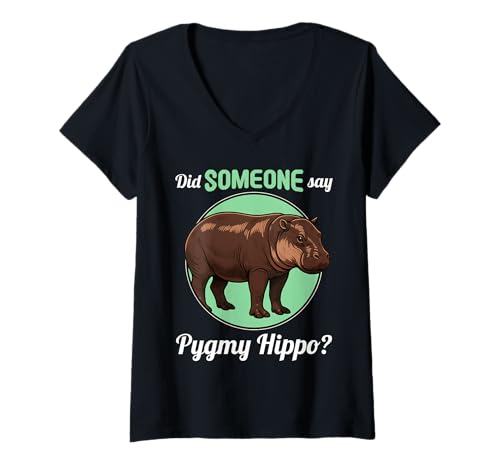 Damen Zwergflusspferde Zwergflusspferd T-Shirt mit V-Ausschnitt Damen Zwergflusspferde Zwergflusspferd T-Shirt mit V-Ausschnitt von Zwergflusspferde Zwergflusspferd Tier Shop