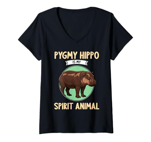 Damen Zwergflusspferde Zwergflusspferd T-Shirt mit V-Ausschnitt Damen Zwergflusspferde Zwergflusspferd T-Shirt mit V-Ausschnitt von Zwergflusspferde Zwergflusspferd Tier Shop