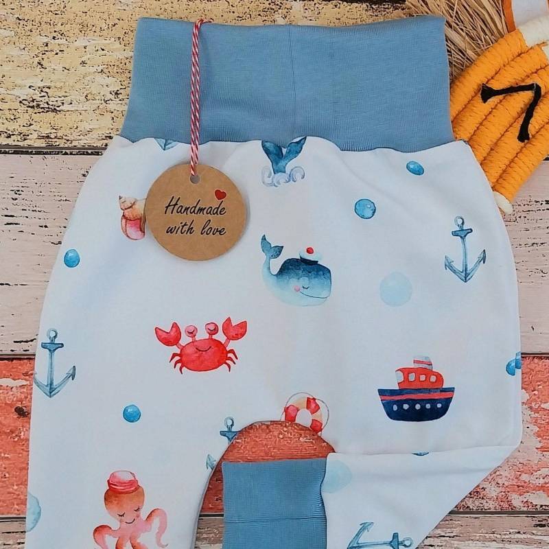 Bio Pumphose Meerestiere 50-104 Oder Als Set Mit Halstuch, Mitwachshose von ZwergnaseDE