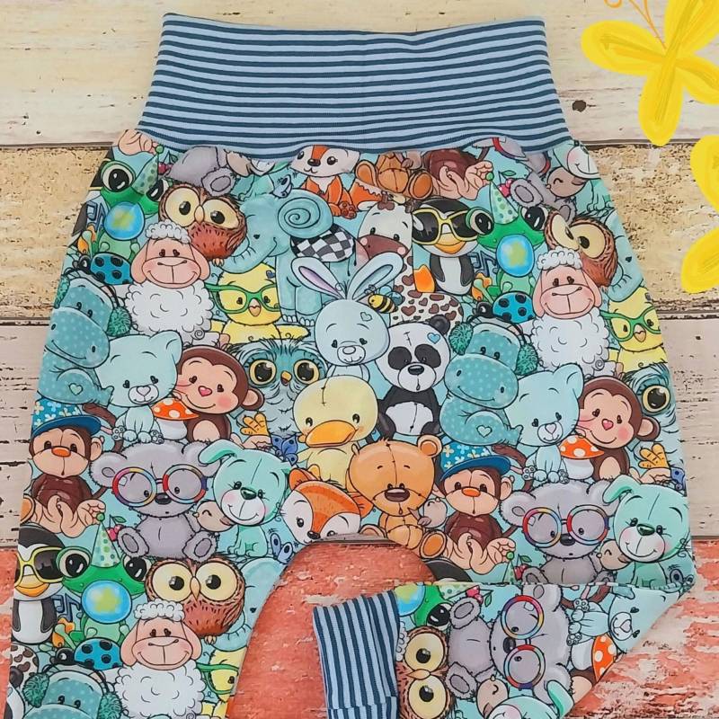 Pumphose Bunte Tiere 50-98 Oder Als Set Mit Halstuch, Mitwachshose von ZwergnaseDE