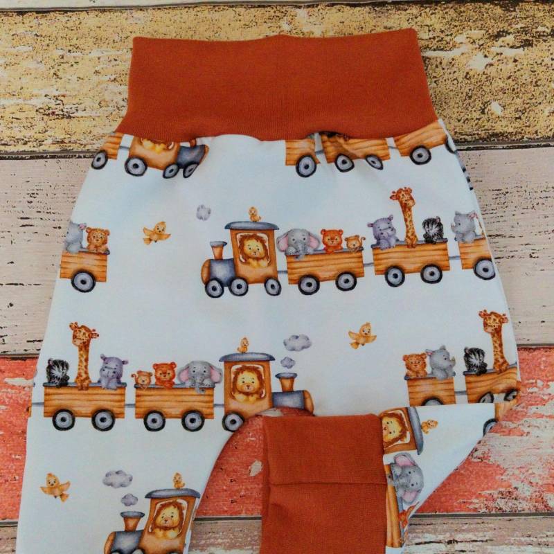 Pumphose Eisenbahn 50-98 Oder Als Set Mit Halstuch, Mitwachshose von ZwergnaseDE