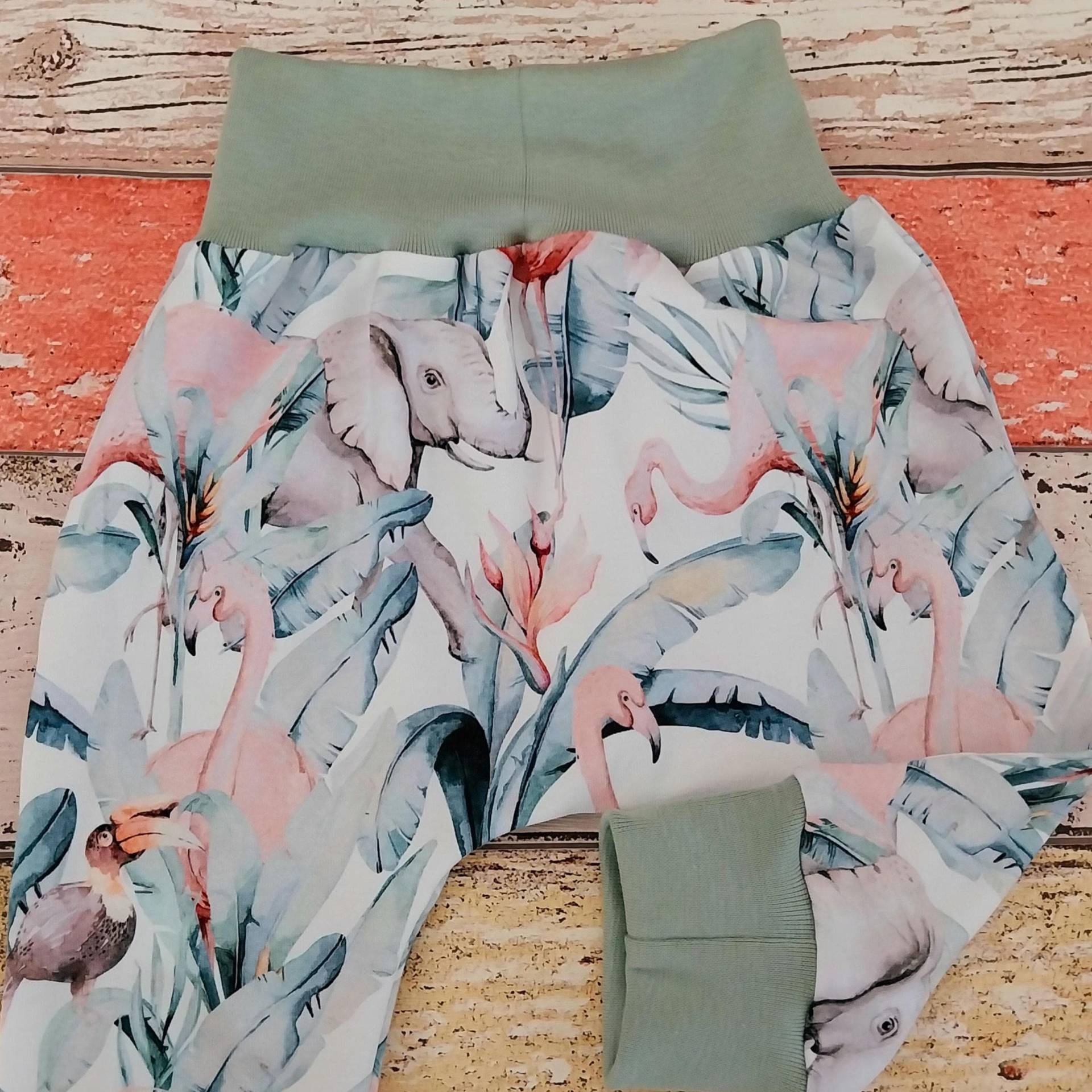 Pumphose Elefant Und Flamingo 50-104 Oder Als Set Mit Halstuch, Mitwachshose von ZwergnaseDE
