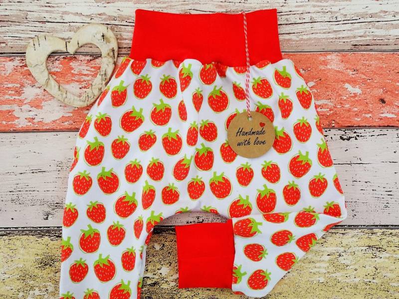 Pumphose Erdbeere 50-104 Oder Als Set Mit Halstuch, Mitwachshose von ZwergnaseDE