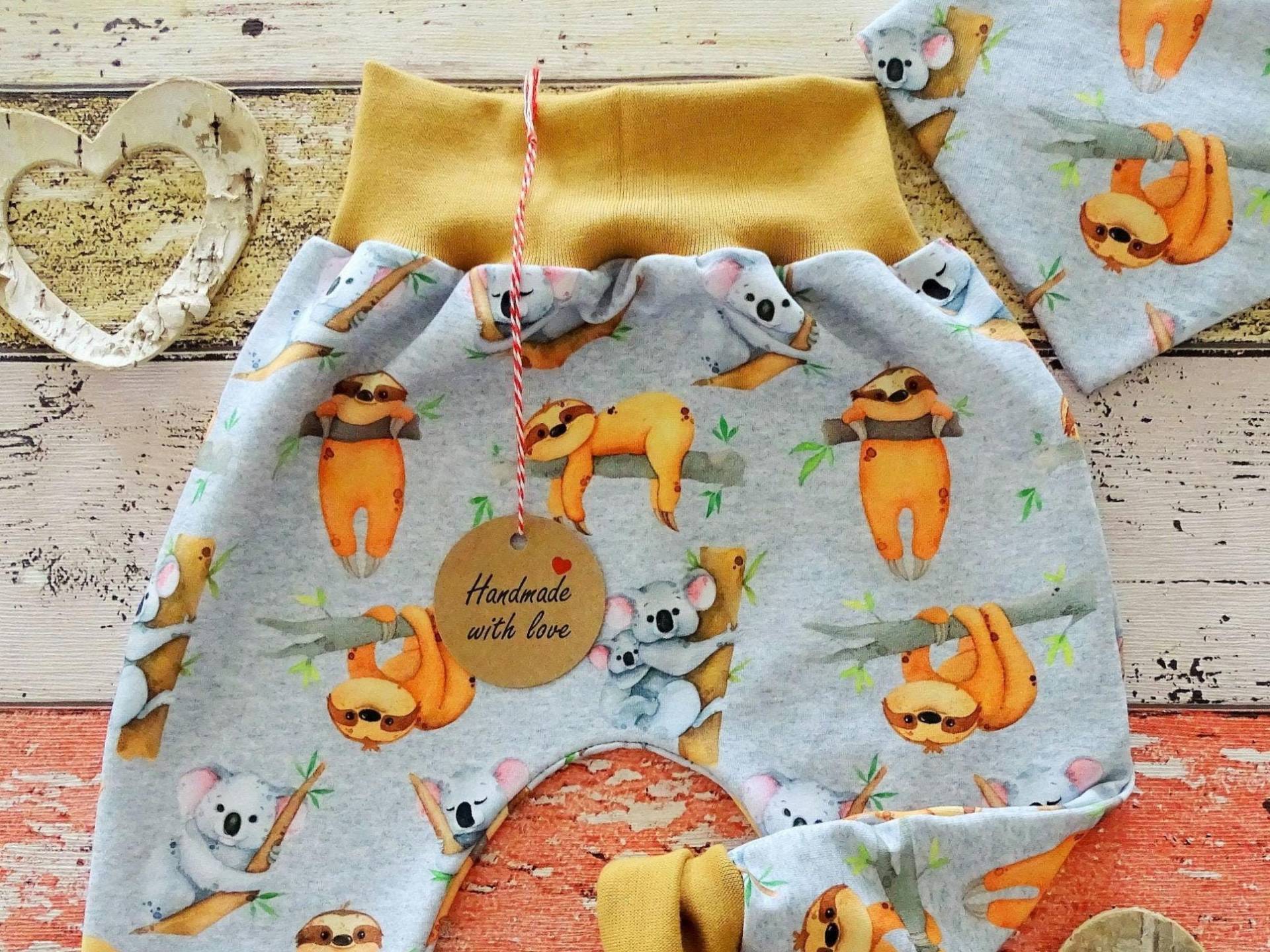 Pumphose Faultier 50-98 Oder Als Set Mit Halstuch, Mitwachshose von ZwergnaseDE