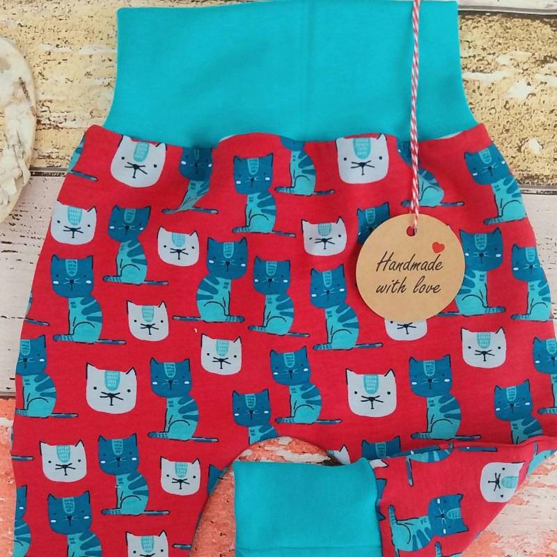 Pumphose Katze 50-98 Oder Als Set Mit Halstuch, Mitwachshose von ZwergnaseDE