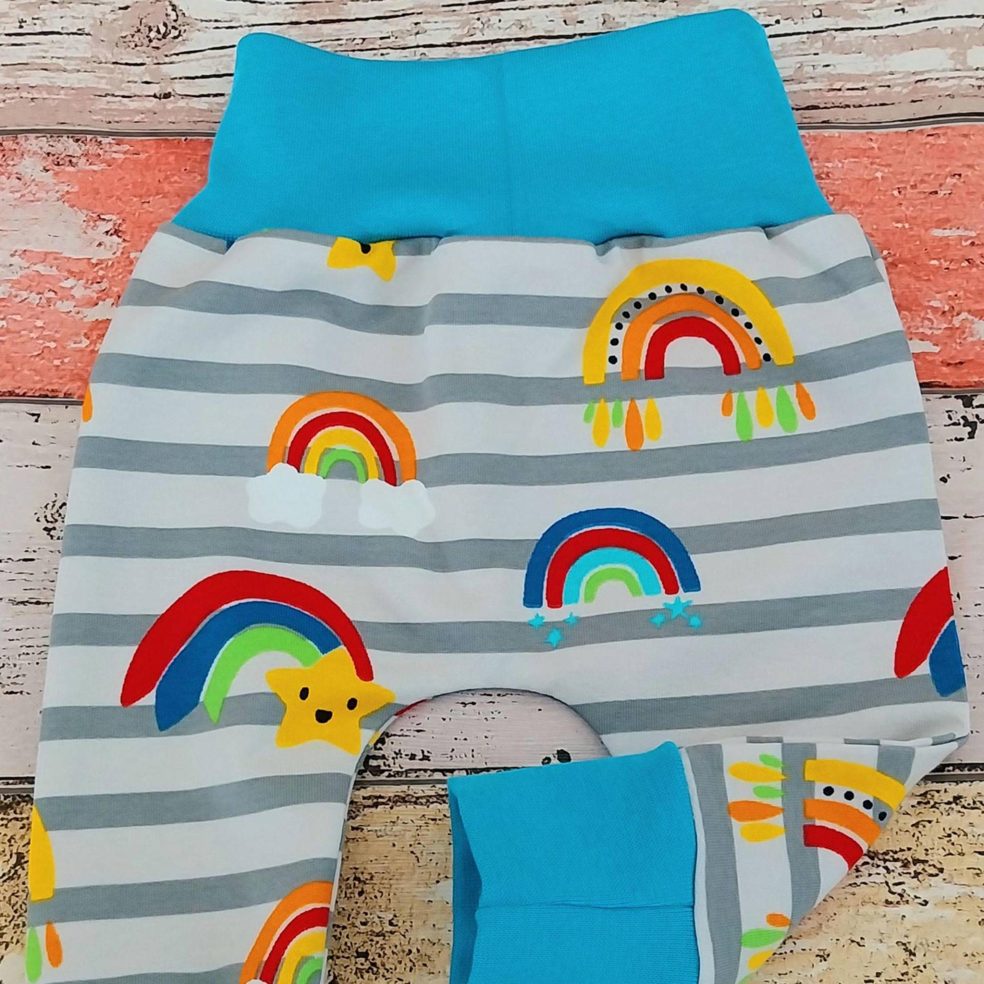 Pumphose Rainbow, Bögen, Sterne 50-104 Oder Als Set Mit Halstuch, Mitwachshose von ZwergnaseDE