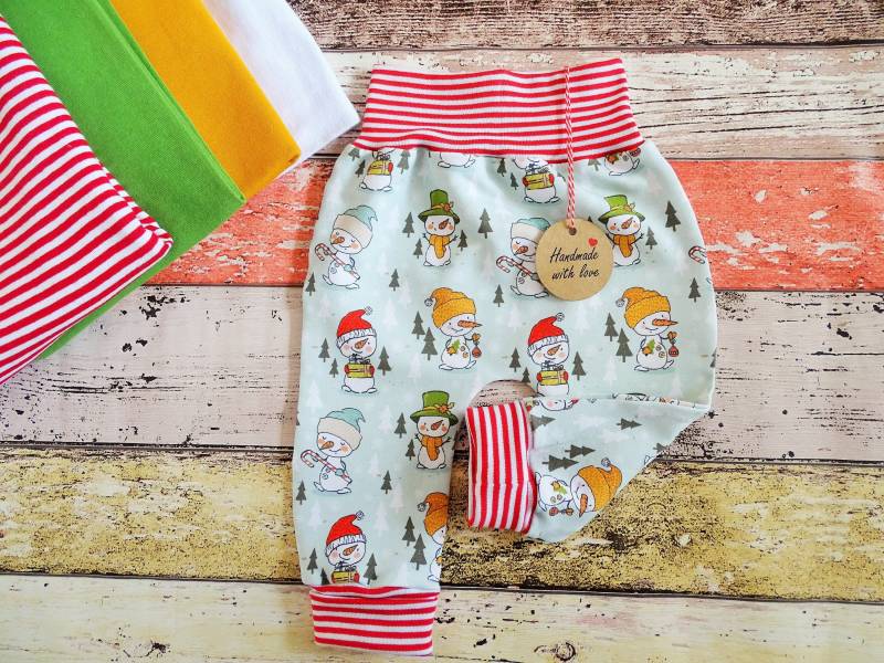 Pumphose Schneemann 50-98 Oder Als Set Mit Halstuch, Mitwachshose von ZwergnaseDE