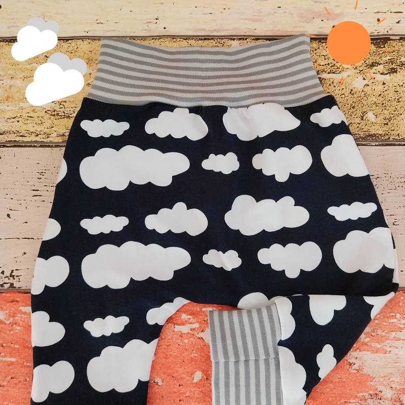 Pumphose Wolken 50-98 Oder Als Set Mit Halstuch, Mitwachshose von ZwergnaseDE