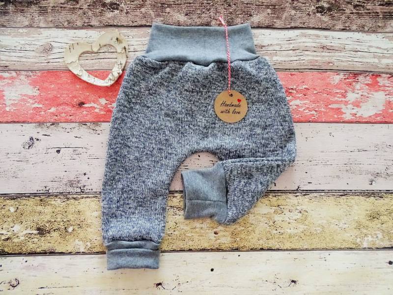 Warme Pumphose Uni Grau in Größe 50-104, Mitwachshose von ZwergnaseDE