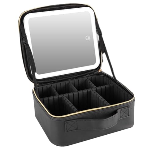 Zwfjcmsa -Make-Up-Tasche, Kosmetiktasche, Make-Up-Organizer-Tasche mit, Make-Up-Etui mit 3-Farbiger LED-Beleuchtung, A von Zwfjcmsa