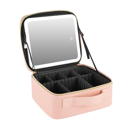 Zwfjcmsa -Make-Up-Tasche, Kosmetiktasche, Make-Up-Organizer-Tasche mit, Make-Up-Etui mit 3-Farbiger LED-Beleuchtung, B von Zwfjcmsa