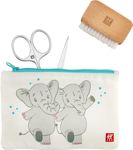 ZWILLING Baby und Kinder Nagelpflegeset, 3-teilig Schonende Nagelpflege Maniküre Geschenk Set Elefant, Weiß von ZWILLING