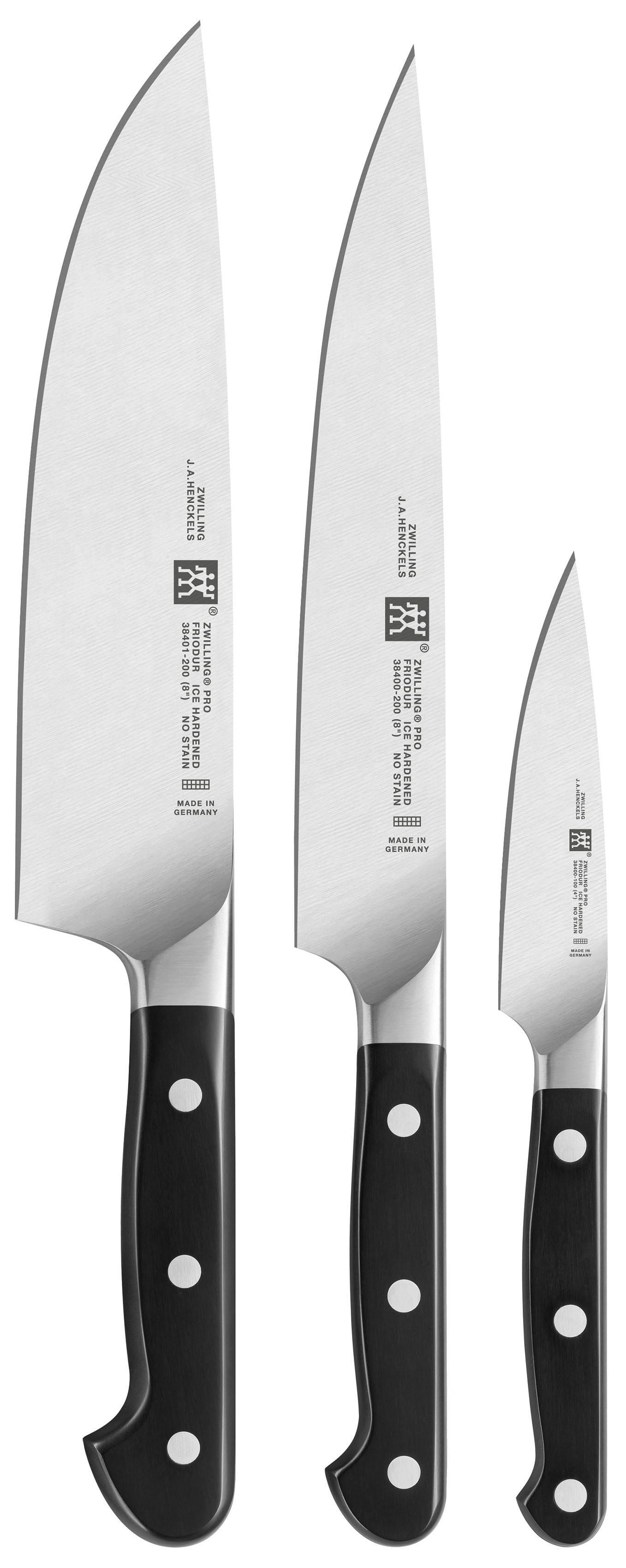 Zwilling Messer-Set "Pro", (Set, 3 tlg., Spick- &Garniermesser (11 cm),Fleischmesser (20 cm)Kochmesser (20 cm) von Zwilling