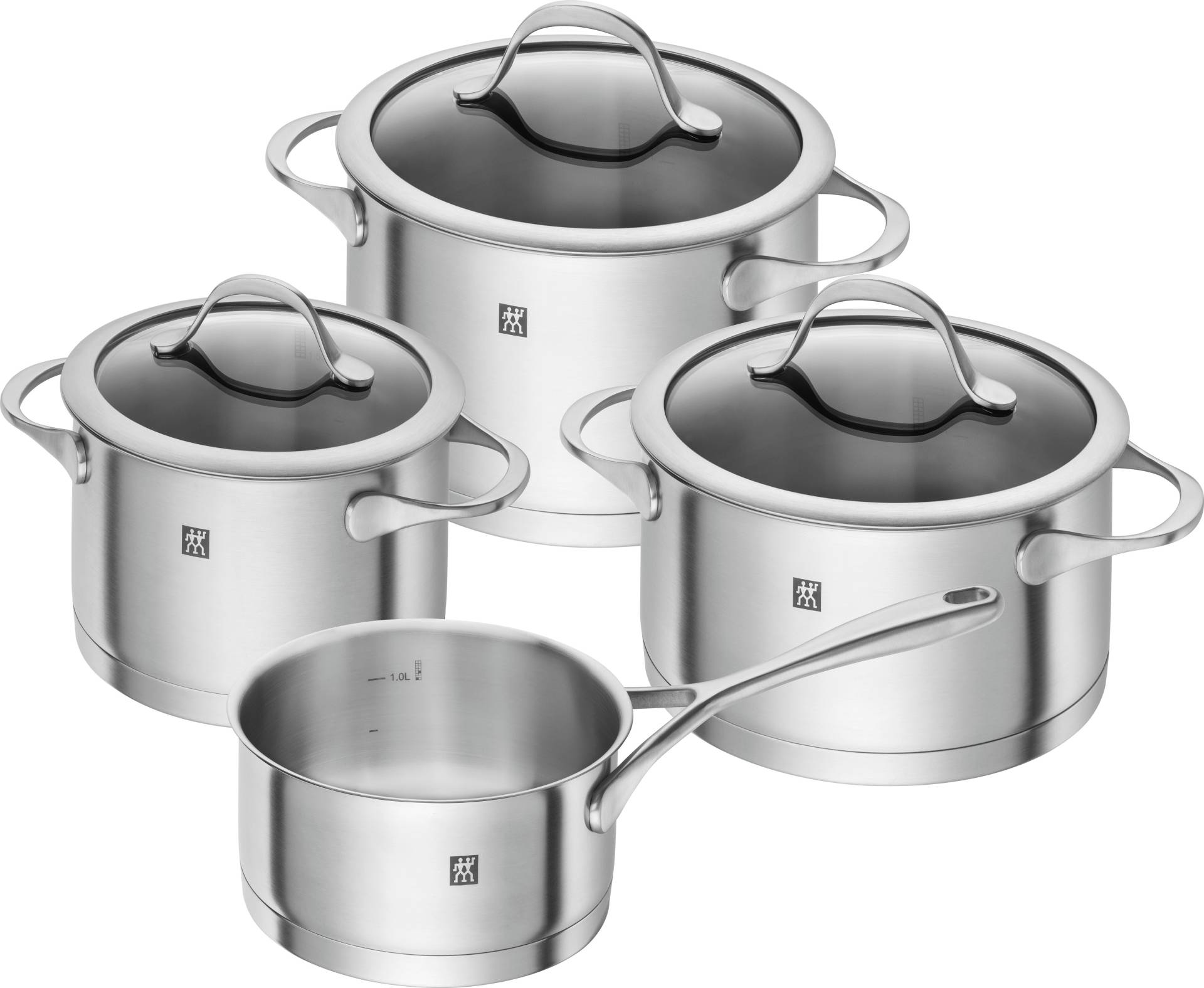 Zwilling Topf-Set "Essence", Edelstahl 18/10, (Set, 7 tlg., je 1 Kochtopf Ø 16/20 cm, 1 Bratentopf Ø 20 cm, 1 Stieltopf Ø 16 cm) von Zwilling