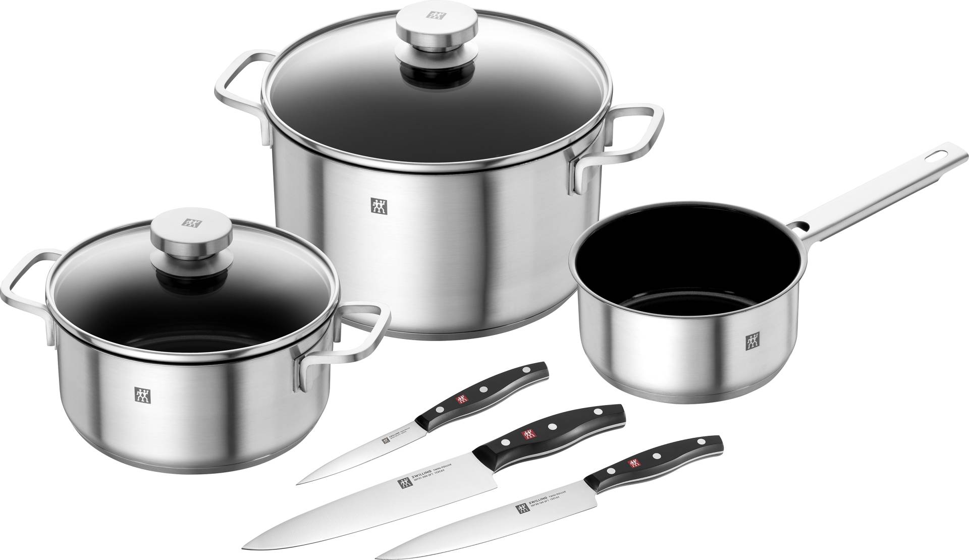 Zwilling Topf-Set "Focus/Twin Pollux", Edelstahl, (Set, 6 tlg., 1x Bratentopf 20 cm, 1x Kochtopf 24 cm, 1x Stieltopf 16 cm) von Zwilling