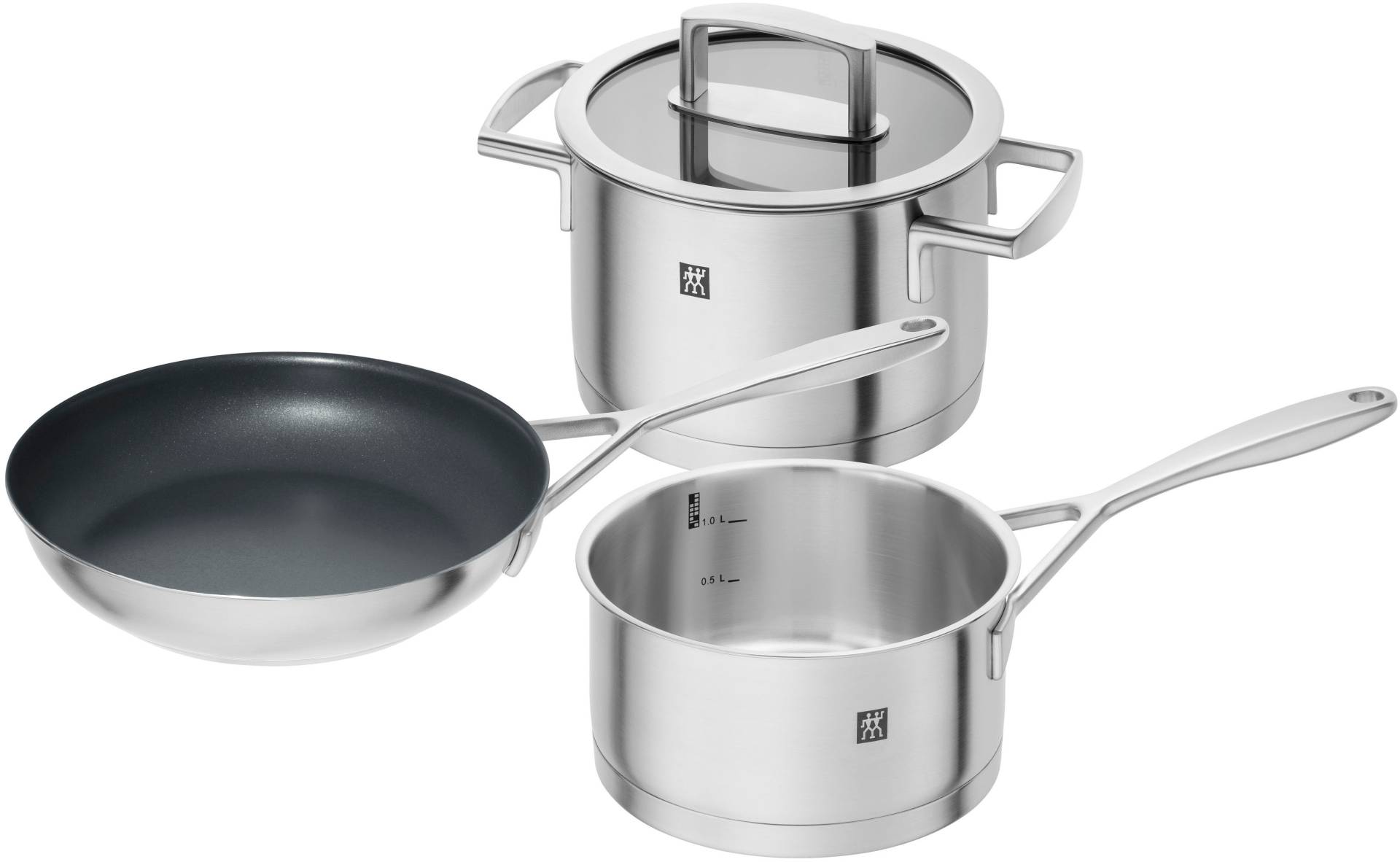 Zwilling Topf-Set "Vitality", Edelstahl 18/10, (Set, 4 tlg., 1x Kasserolle Ø 16 cm, 1x Kochtopf Ø 16 cm, 1x Bratpfanne Ø 20 cm) von Zwilling