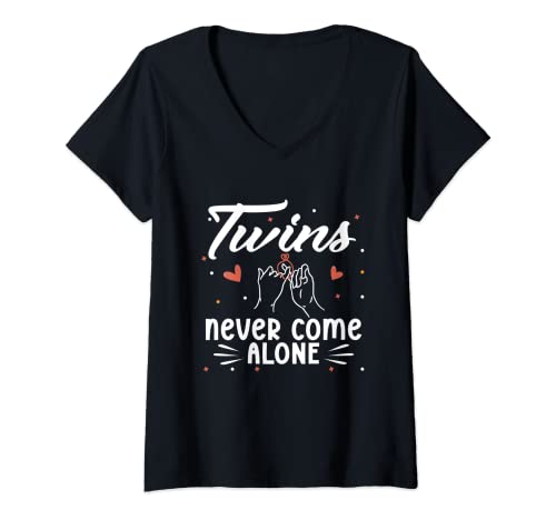 Damen Zwillinge Kommen Nie Alleine - Zwilling Partnerlook T-Shirt mit V-Ausschnitt Damen Zwillinge Kommen Nie Alleine - Zwilling Partnerlook T-Shirt mit V-Ausschnitt von Zwillinge Partnerlook Outfits