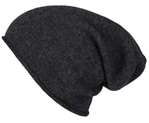 Zwillingsherz Slouch-Beanie-Mütze aus 100% Kaschmir - Hochwertige Strickmütze für Damen Mädchen Jungen - Hat - Unisex - One Size - warm und weich im Sommer Herbst und Winter - ant von Zwillingsherz