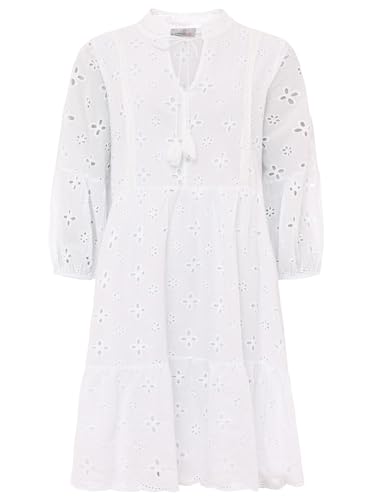 Zwillingsherz 100% Baumwoll Freizeitkleid Lochstickerei – Hochwertiges Sommerkleid für Frauen Mädchen – Abendkleid Strandkleid - Locker luftig - Perfekt für Frühling Sommer Herbst von Zwillingsherz