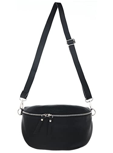 Zwillingsherz Bauchtasche mit Reißverschluss aus 100% Echtleder - Hochwertige Schultertasche zum Umhängen für Damen Frauen – Crossbag groß und elegant - Umhängetasche Handtasche Bag von Zwillingsherz