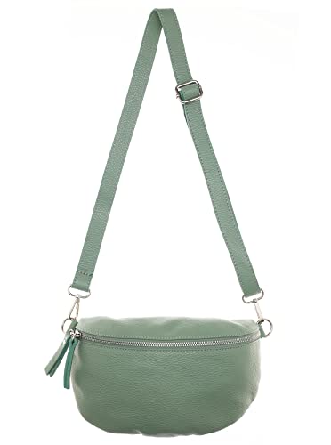 Zwillingsherz Bauchtasche mit Reißverschluss aus 100% Echtleder - Hochwertige Schultertasche zum Umhängen für Damen Frauen Mädchen – Crossbag groß und elegant - Umhängetasche Handtasche Bag von Zwillingsherz