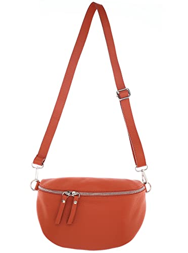 Zwillingsherz Bauchtasche mit Reißverschluss aus 100% Echtleder - Hochwertige Schultertasche zum Umhängen für Damen Frauen Mädchen – Crossbag groß und elegant - Umhängetasche Handtasche Bag von Zwillingsherz