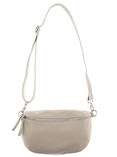 Zwillingsherz Bauchtasche mit Reißverschluss aus 100% Echtleder - Hochwertige Schultertasche zum Umhängen für Damen Frauen Mädchen – Crossbag groß und elegant - Umhängetasche Handtasche Bag von Zwillingsherz