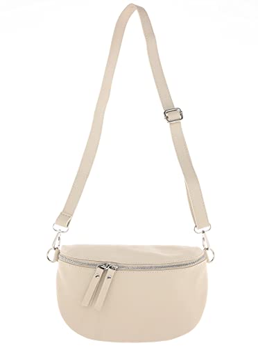 Zwillingsherz Bauchtasche mit Reißverschluss aus 100% Echtleder - Hochwertige Schultertasche zum Umhängen für Damen Frauen Mädchen – Crossbag groß und elegant - Umhängetasche Handtasche Bag von Zwillingsherz