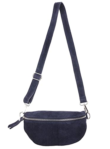 Zwillingsherz Bauchtasche mit Reißverschluss aus Wildleder - Hochwertige Handtasche zum Umhängen für Damen Frauen Mädchen – Crossbag klein und elegant - Schultertasche Bauchtasche Minibag von Zwillingsherz