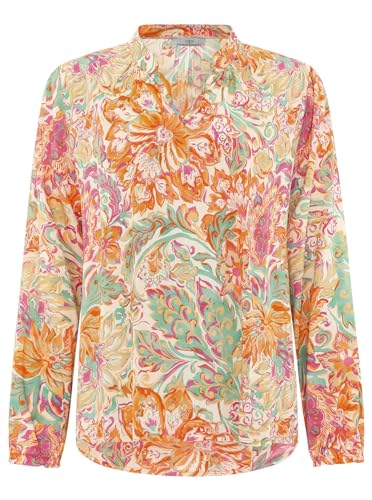 Zwillingsherz Bluse Blumen aus 100% Viskose für Damen Frauen - Hochwertiges Langarm Tunika Oberteil Top Shirt Hemd Ärmel - Frühling Sommer Herbst von Zwillingsherz