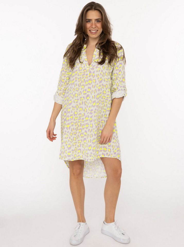 Zwillingsherz Blusentop "Rom" Turn-Up Ärmel, V-Neck. Leo-Muster, Musselin von Zwillingsherz