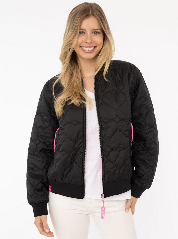 Zwillingsherz Bomberjacke "Be Happy" modisch, Kontrastdetails, regular fit, langärmelig, mit Herzsticker von Zwillingsherz