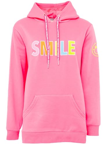 Zwillingsherz Damen Hoodie Sweatshirt, Pulli mit Smile-Design Kapuze (DE/NL/SE/PL, Alphanumerisch, L, Regular, Regular, Pink) von Zwillingsherz