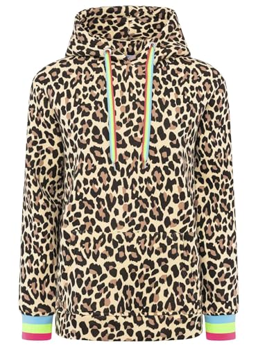 Zwillingsherz Damen Hoodie mit Kapuze – Kuscheliger Oversize Kapuzenpullover – Weicher Sweatshirt Pullover für Frauen Aufdruck – Stylischer Look für Frühling, Herbst & Winter – Loungewear Neon Leo von Zwillingsherz